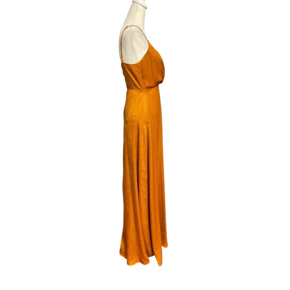Lulus Constantine Rust Orange Satin Maxi Dress Size S Formal Dance Prom Cocktail - Picture 5 of 10